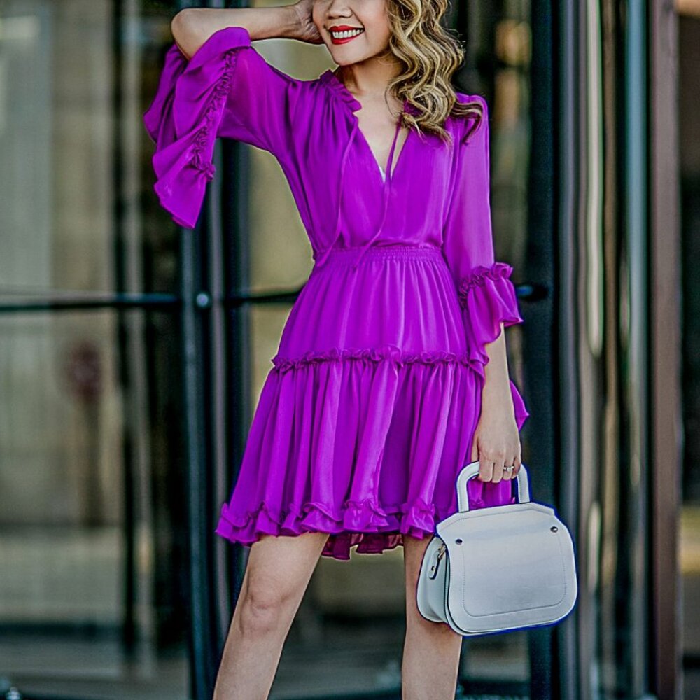 Gianni Bini Purple Chiffon Mini Dress Size M